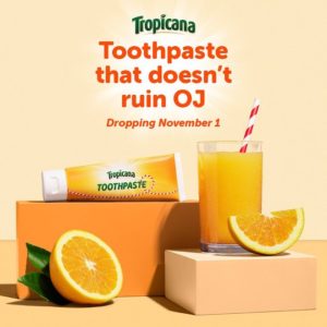 Dentifrice goût jus d'orange Tropicana