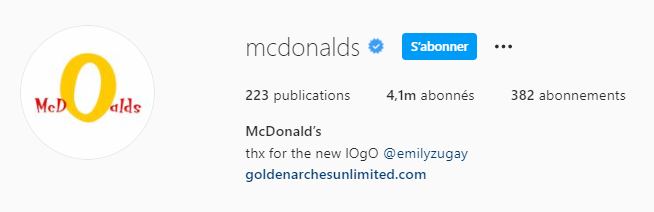 Page Instagram de McDonald's