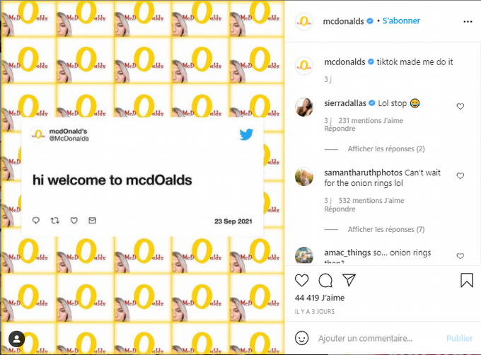 Post Instagram McDonald's