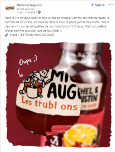 Post Facebook Michel et Augustin
